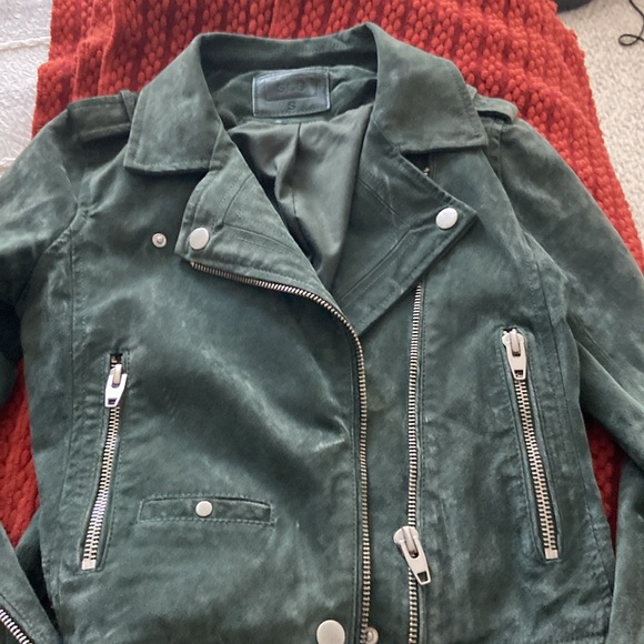 SL8 Green Suede Biker/Moto Jacket. Soft Genuine Leather. Hot hip gorgeous! Small - Picture 3 of 8